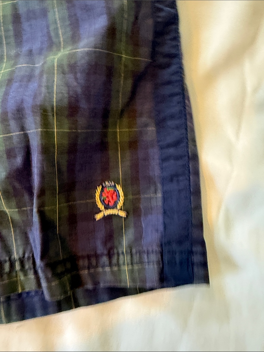 Tommy Hilfiger Navy and Green Plaid Swim/Leisure Shorts - Picture 3 of 8